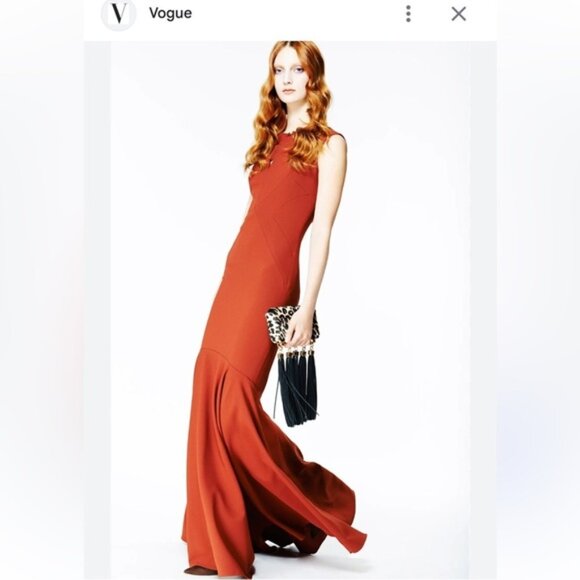 Zac Posen Terracotta Orange Sleeveless Mermaid Gown Dress New with $1,290 tags - Picture 2 of 15